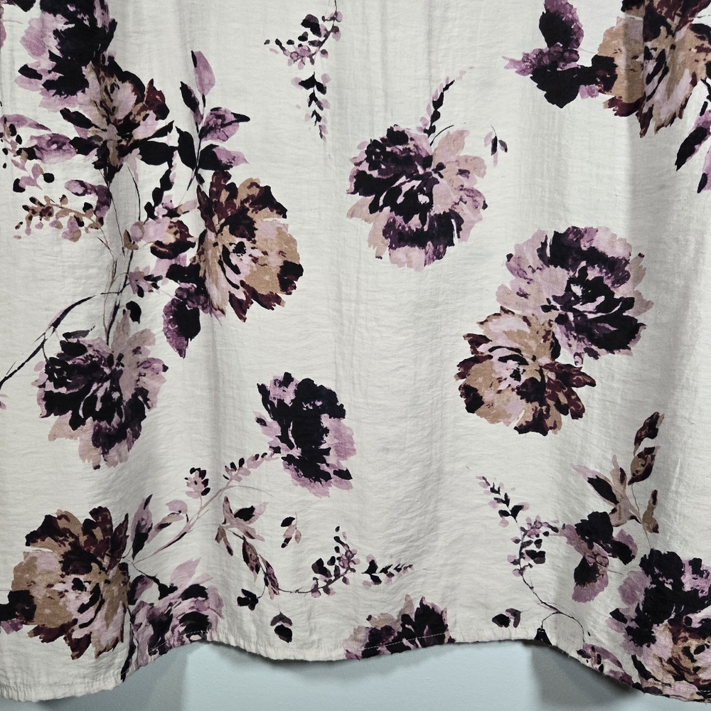 J Jill Purple‎ Floral Print Blouse Flowy Top Size XL Three Quarter Length Sleeve - Picture 3 of 11